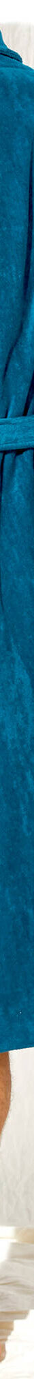 Peignoir mixte adulte éponge velours col châle (bleu paon) Peignoir mixte adulte éponge velours col châle (bleu paon)
